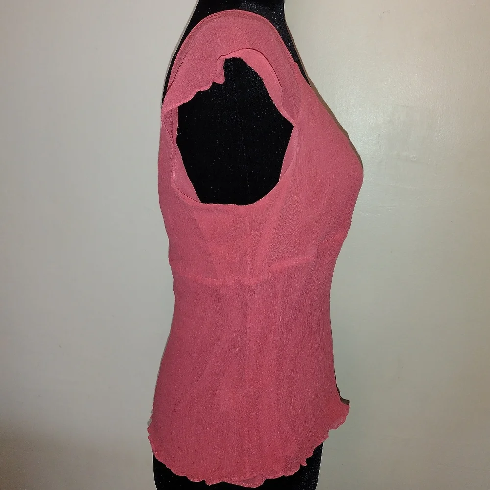 City DKNY (12) Pink Silk Cap Sleeve Blouse - Picture 2 of 10